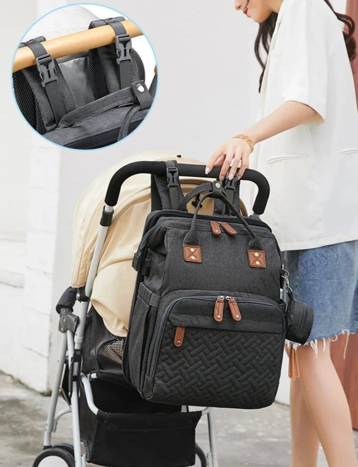 Sac à Dos à Langer Noir Avec Lit