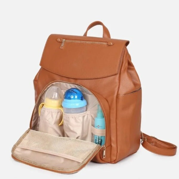 Sac à Dos à Langer Cuir Marron